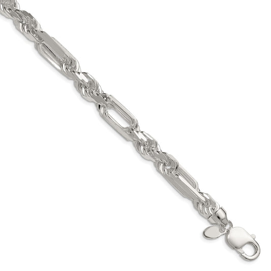 Sterling Silver 8mm D/C Figarope Chain QFGR150-8