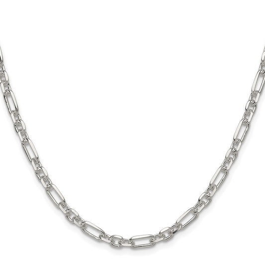 Sterling Silver D/C 4.5mm 3 Short Plus 1 Long Cable Link ChainQFL120