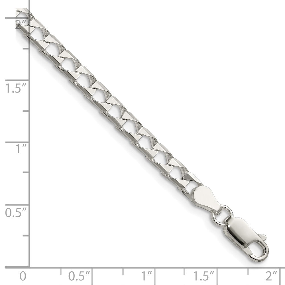 Sterling Silver 4mm D/C Square Curb Chain QFOC150-8