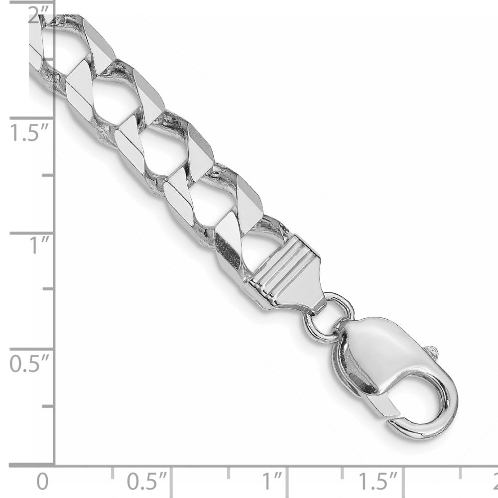 Sterling Silver Rhodium-plated 7.2mm D/C Square Curb Chain QFOC250R-8