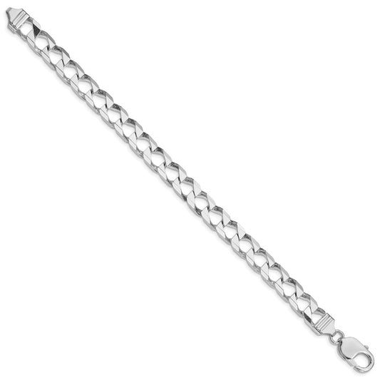 Sterling Silver Rhodium-plated 8.6mm D/C Square Curb Chain QFOC300R-8