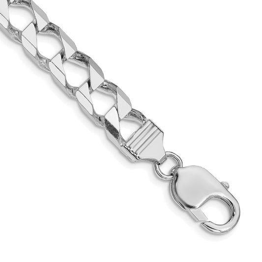 Sterling Silver Rhodium-plated 8.6mm D/C Square Curb Chain QFOC300R-8