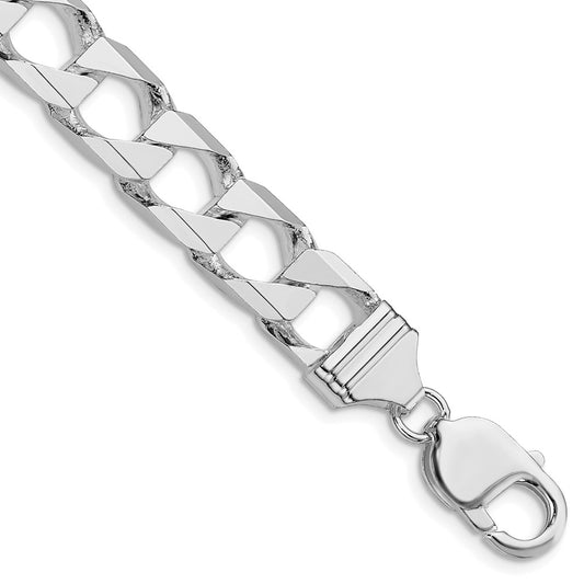 Sterling Silver Rhodium-plated 10.3mm D/C Square Curb Chain QFOC350R-8