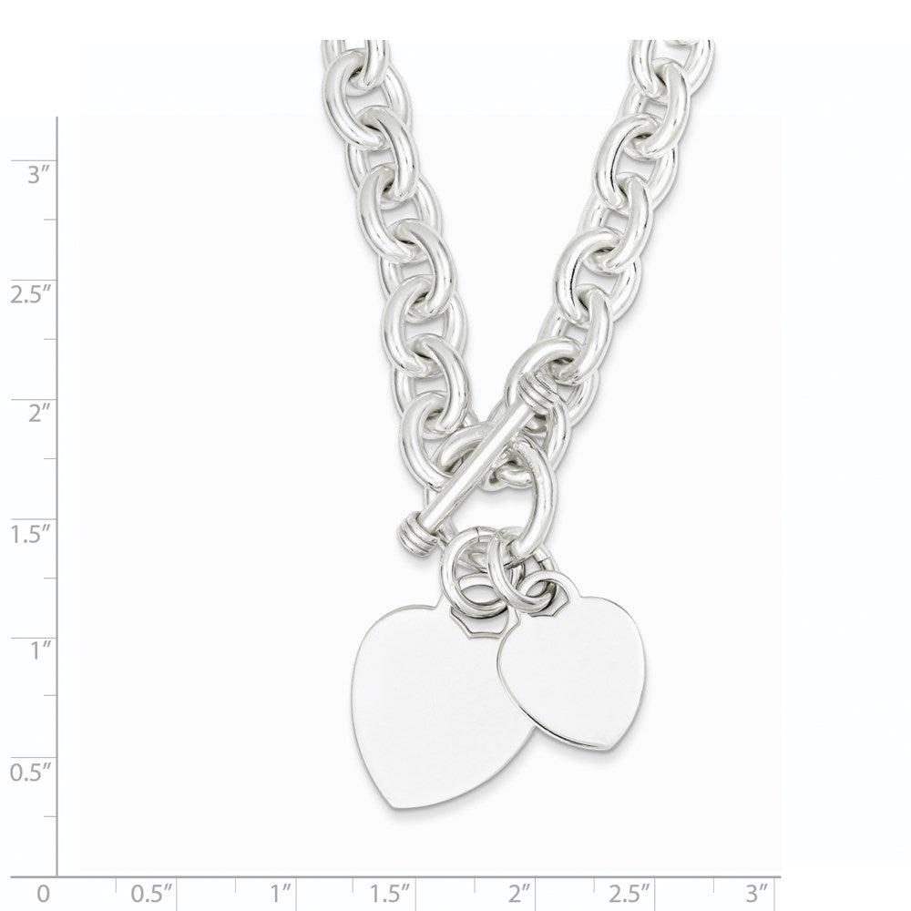 Sterling Silver Engraveable Heart Disc on Fancy Link Toggle Bracelet QG1148-7.75