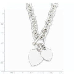 Sterling Silver Engraveable Heart Disc on Fancy Link Toggle Bracelet QG1148-7.75