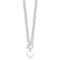 Sterling Silver Engraveable Heart Disc on Fancy Link Toggle 18in Necklace QG1149-18