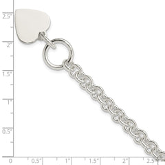 Sterling Silver Engraveable Heart Disc on Fancy Link Toggle 7.75in Bracelet QG1149-7.75