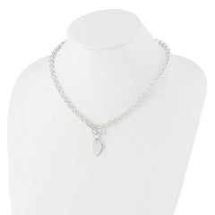 Sterling Silver Engraveable Heart Disc on Fancy Link Toggle Necklace QG1150-18