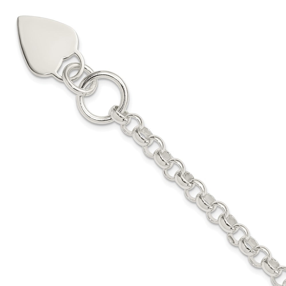 Sterling Silver Engraveable Heart Disc on Fancy Link Toggle Bracelet QG1150-7.75