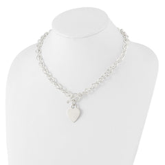 Sterling Silver Engraveable Heart Fancy Link Toggle Necklace QG1151-18