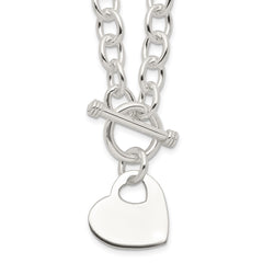 Sterling Silver Engraveable Heart Disc on Fancy Link Toggle Necklace QG1153-18