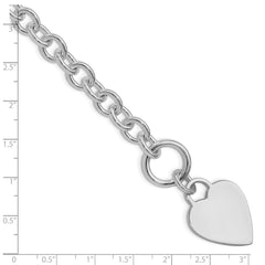 Sterling Silver RH-plated Heart Disc on Toggle Bracelet QG1161R-7.75