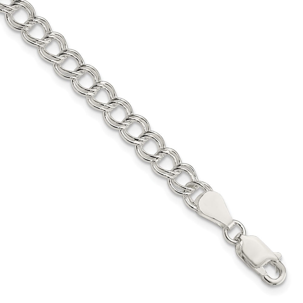Sterling Silver 5.25mm Solid Double Link Charm Bracelet QG1162-7