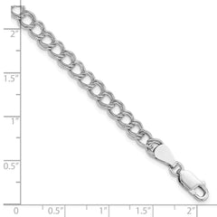 Amore La Vita Sterling Silver Rhodium-plated Polished 5.25mm 8 inch Open Link with Lobster Clasp Charm Bracelet QG1162R-7