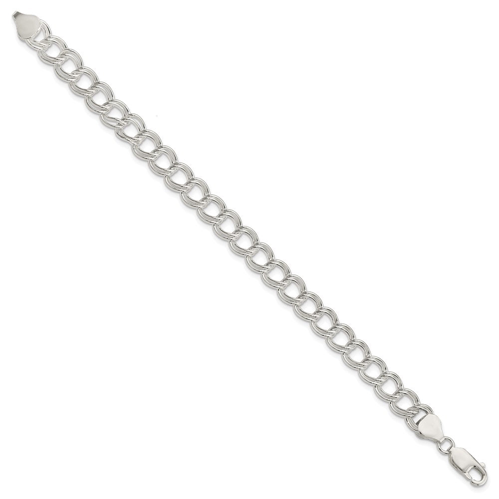 Sterling Silver 7.75mm Solid Double Link Charm Bracelet QG1163-7