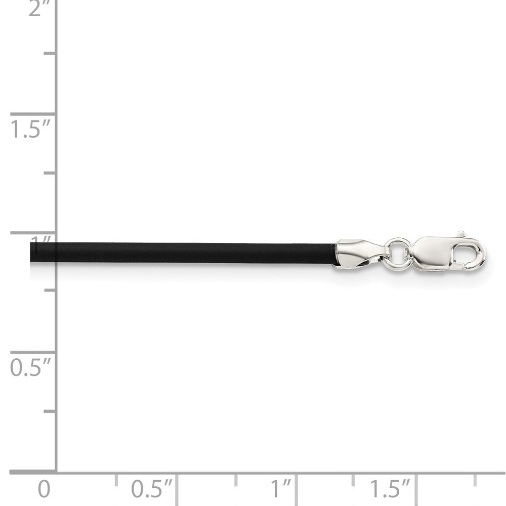 Sterling Silver 20inch 2mm Black Rubber Cord NecklaceQG1256