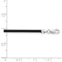 Sterling Silver 20inch 2mm Black Rubber Cord NecklaceQG1256