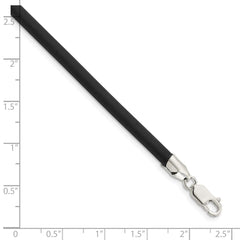 Sterling Silver 18inch 4mm Black Rubber Cord NecklaceQG1258