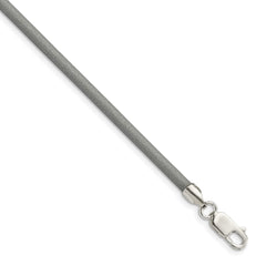 Sterling Silver 18inch 3mm Metallic Rubber Cord NecklaceQG1260