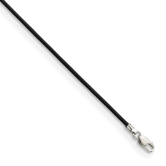 Sterling Silver 16inch 1.5mm Black Leather Cord NecklaceQG1297