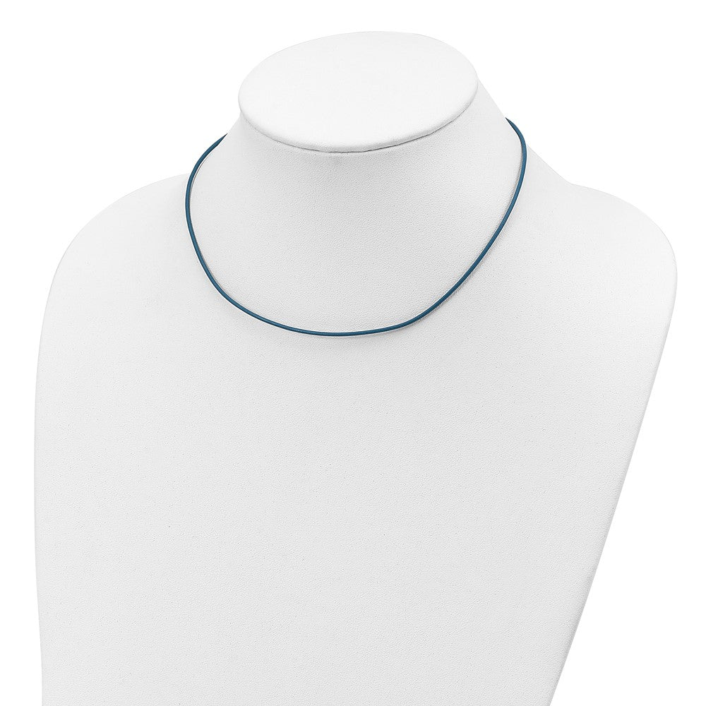 Sterling Silver 18inch 1.5mm Cornflower Leather Cord NecklaceQG1302