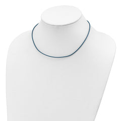 Sterling Silver 18inch 1.5mm Cornflower Leather Cord NecklaceQG1302