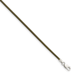 Sterling Silver 16inch 1.5mm Olive Leather Cord NecklaceQG1303