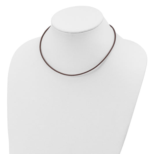 Sterling Silver 18inch 2mm Brown Leather Cord NecklaceQG1307