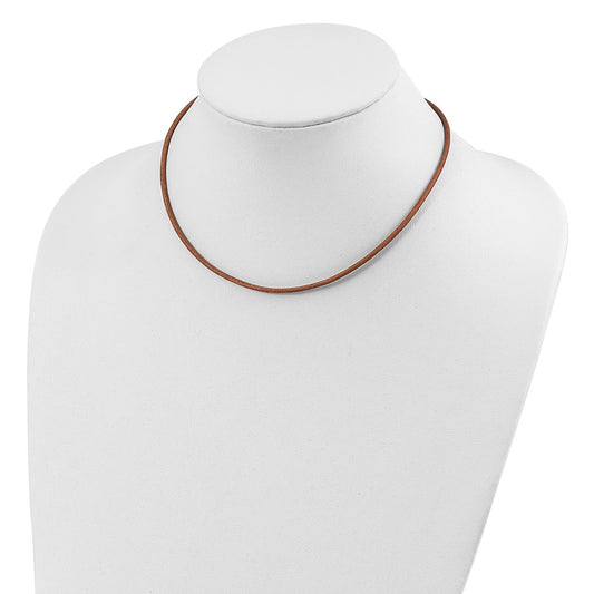 Sterling Silver 18inch 2mm Natural Leather Cord NecklaceQG1308