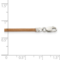 Sterling Silver 20inch 2mm Natural Leather Cord NecklaceQG1308