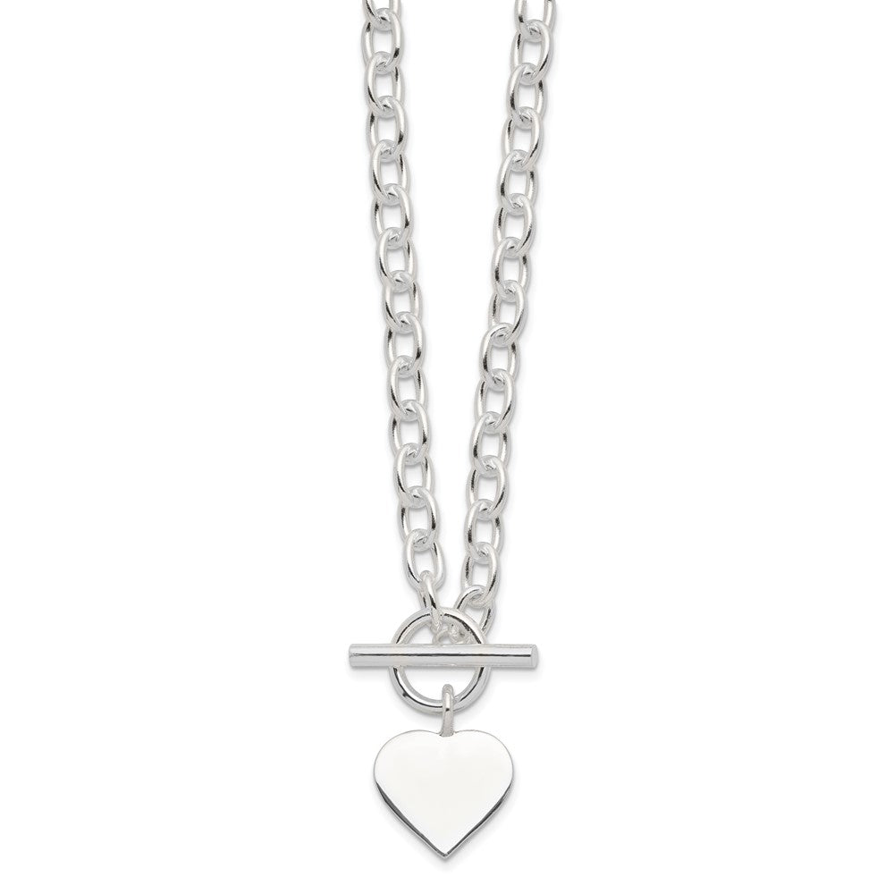 Sterling Silver Engraveable Heart Necklace QG1436-18