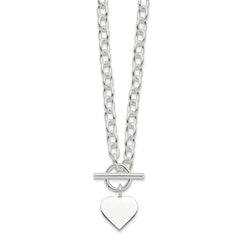 Sterling Silver Engraveable Heart Necklace QG1436-18