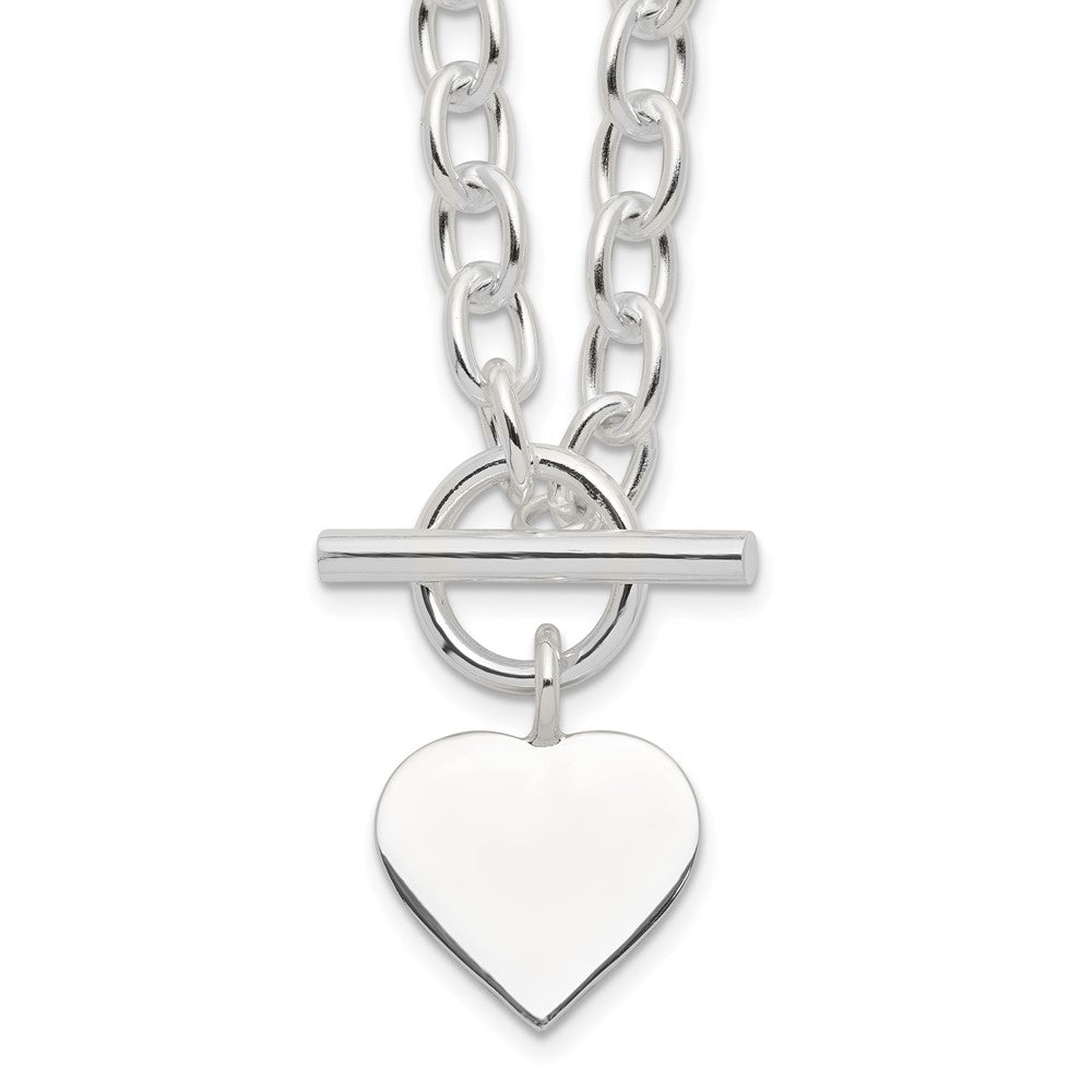 Sterling Silver Engraveable Heart Necklace QG1436-18