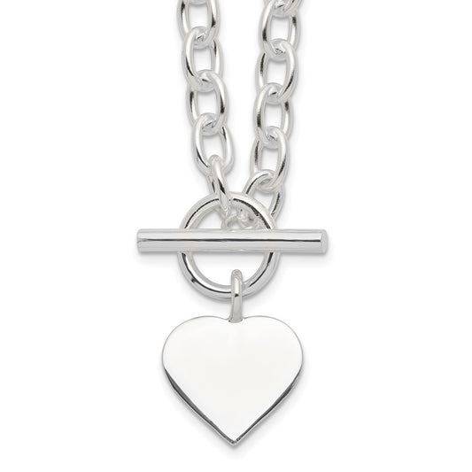 Sterling Silver Engraveable Heart Necklace QG1436-18