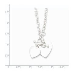 Sterling Silver Engraveable Double Heart Toggle Necklace QG1441-18