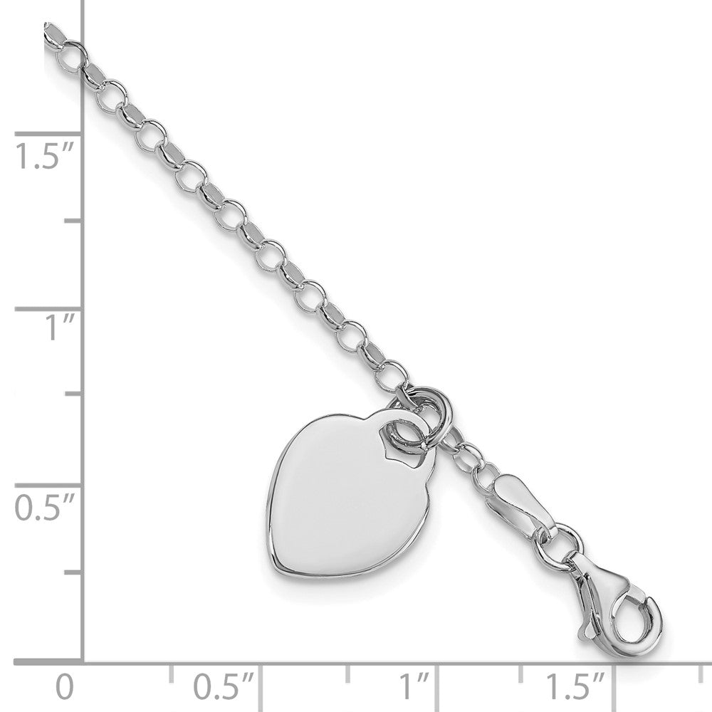 Sterling Silver Rhodium-plated Heart 6 in Childs Bracelet QG1446R-6