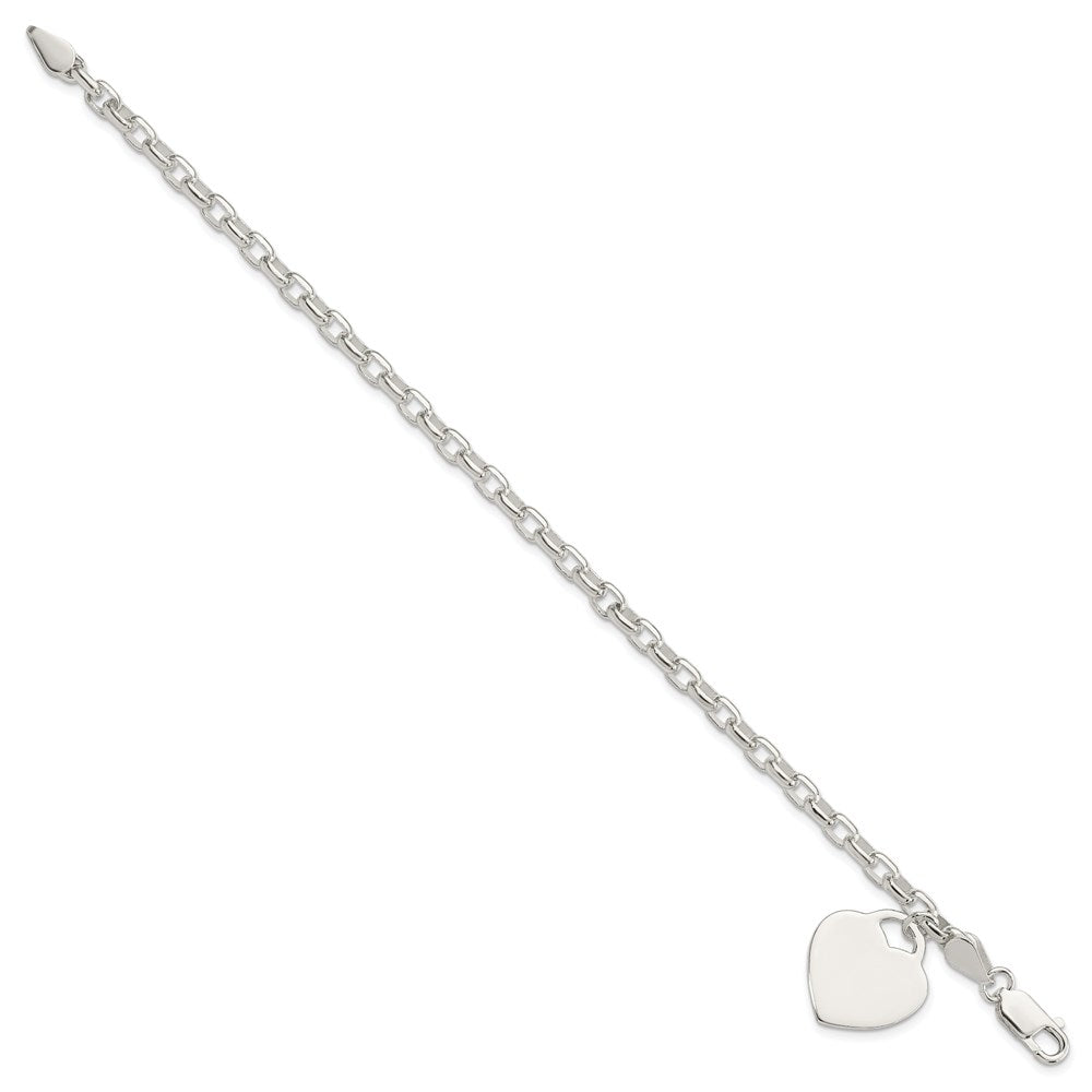 Sterling Silver 1.9mm Engraveable Heart Charm Bracelet QG1455-8.5