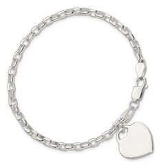 Sterling Silver 1.9mm Engraveable Heart Charm Bracelet QG1455-8.5