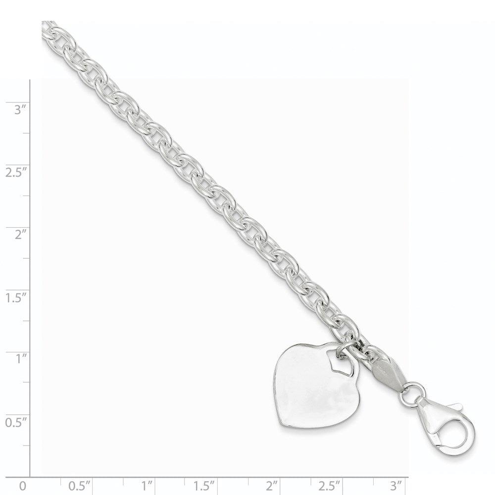 Sterling Silver 1.5mm Engraveable Heart Charm Bracelet QG1456-8.5
