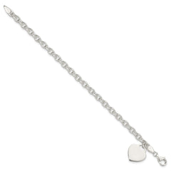 Sterling Silver 1.5mm Engraveable Heart Charm Bracelet QG1456-8.5