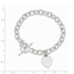 Sterling Silver Dangling Engraveable Heart Charm Bracelet QG1461-7.25
