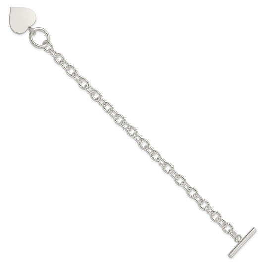 Sterling Silver Engraveable Heart Bracelet QG1462-7.5