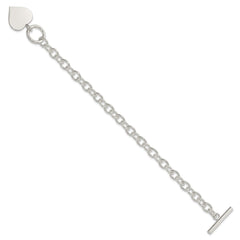 Sterling Silver Engraveable Heart Bracelet QG1462-7.5