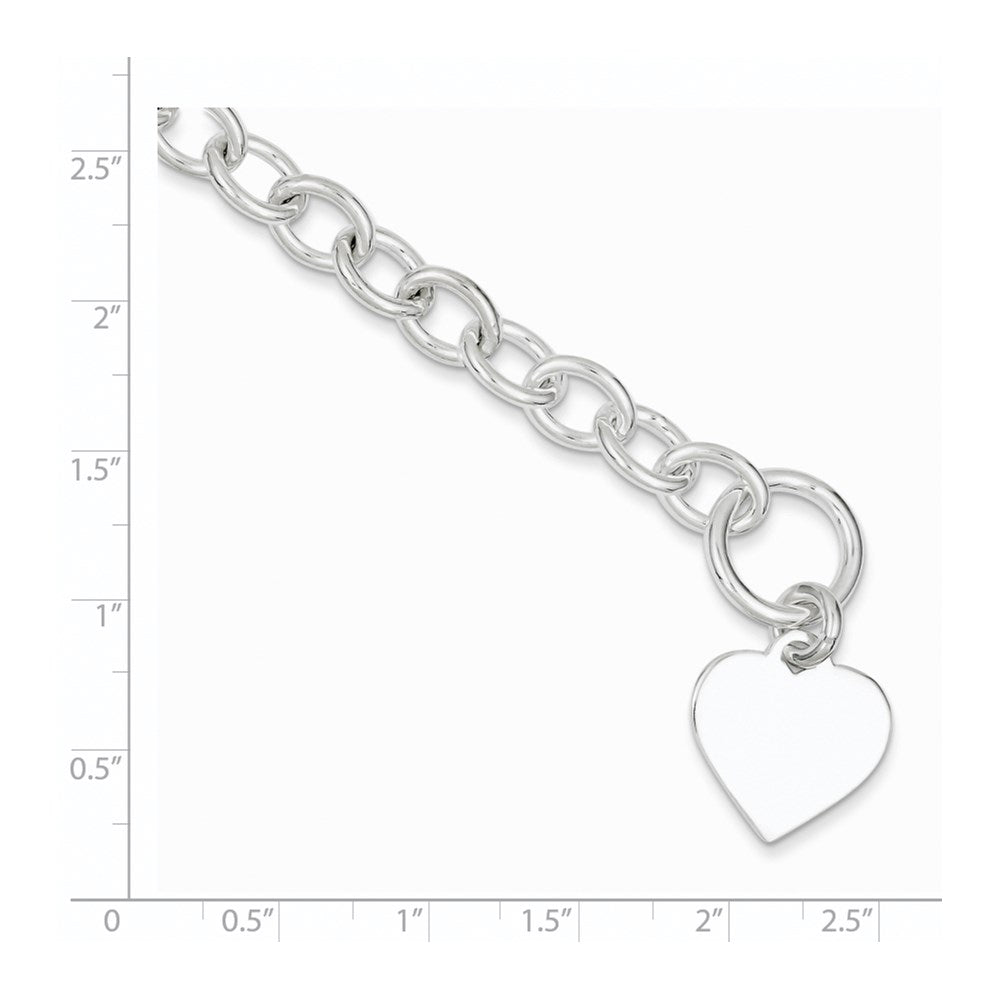 Sterling Silver Engraveable Heart Fancy Link Bracelet QG1464-7.5
