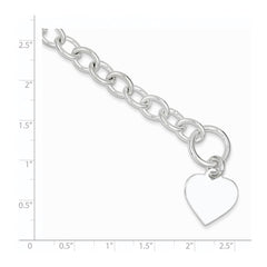 Sterling Silver Engraveable Heart Fancy Link Bracelet QG1464-7.5