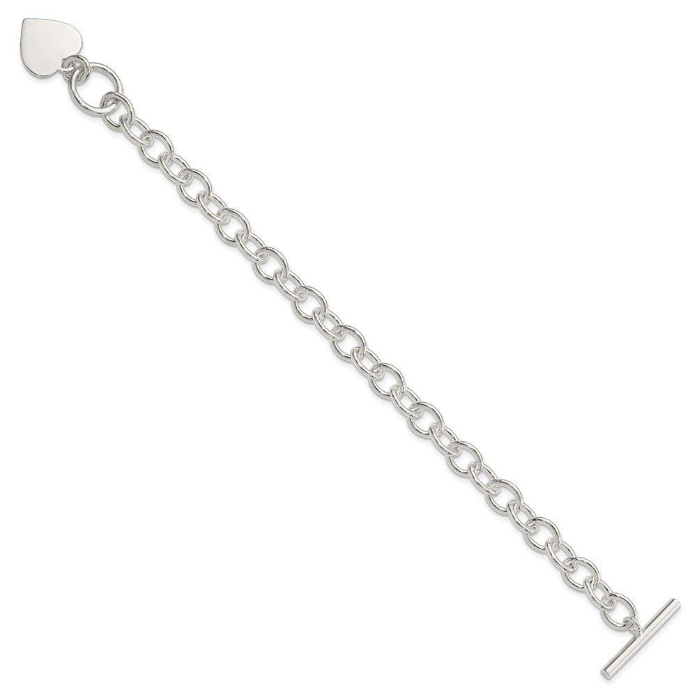 Sterling Silver Engraveable Heart Fancy Link Bracelet QG1464-7.5
