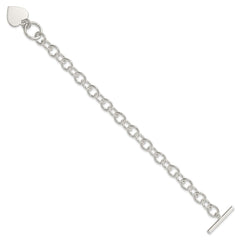 Sterling Silver Engraveable Heart Fancy Link Bracelet QG1464-7.5