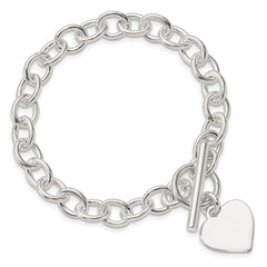 Sterling Silver Engraveable Heart Fancy Link Bracelet QG1464-7.5