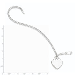 Sterling Silver Engraveable Heart Charm Bracelet QG1471-7.25