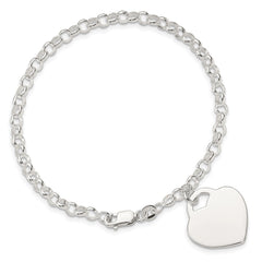 Sterling Silver Polished Engraveable Heart Bracelet QG1472-7.25